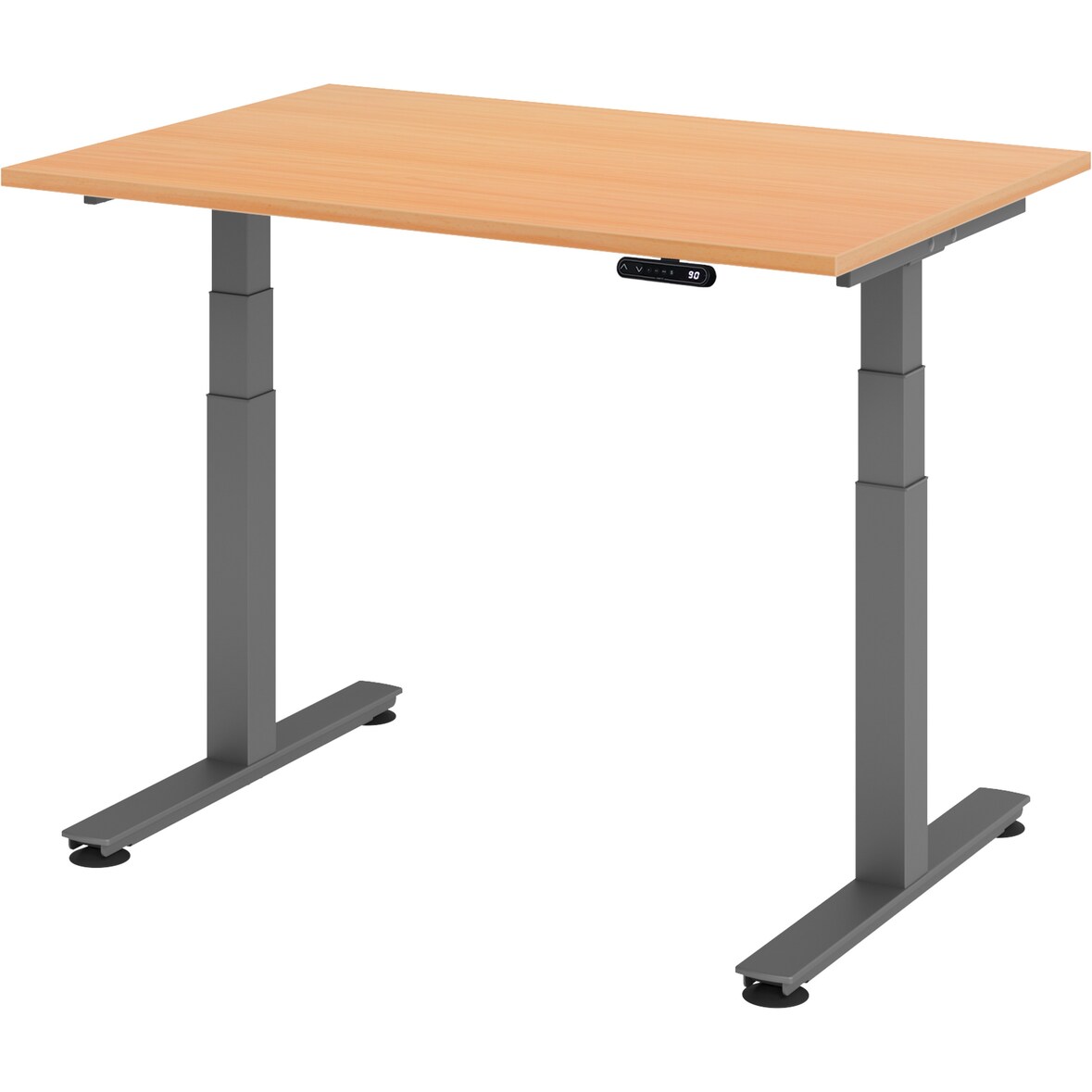 bümö elektrisch höhenverstellbarer Schreibtisch 120x80 cm in Buche, Gestell graphit - Schreibtisch höhenverstellbar elektrisch mit Memory-Steuerung,