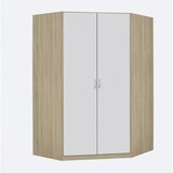 thumbnail of Matelpro - Armoire d'angle contemporaine Noa - Moderne & Design -Blanc/chêne - Une penderie - 8 étagères -Types de portes: Battantes