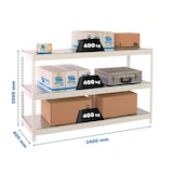 thumbnail of SimonRack Industrieregal, 2000x2400x600 mm, 400 kg am Biegepunkt, 3 Metallböden, Garagenregal, Weiss/Verzinkt- Simonforte