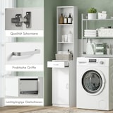 thumbnail of Badezimmerschrank Hochschrank Weiß 35x31x179 cm schmal mit Schublade Tür offenen Fächern verstellbarem Regal Kippschutz melaminbeschichtet