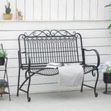 thumbnail of Outsunny Banco de Jardín de 2 Plazas 110x60x97 cm Banco de Exterior de Metal con Respaldo Decorativo y Reposabrazos para Terraza Balcón Carga 200 kg