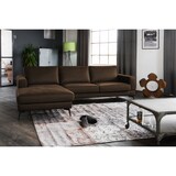 thumbnail of KAWOLA Sofá BLOOM Sofá de esquina de cuero marrón oscuro Recamiere izquierda