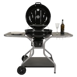 thumbnail of Barbecuetrolley HWC-N16, houtskool barbecue ketel barbecue tuinbarbecue met deksel drie schappen, staal email 143x131x66cm zwart