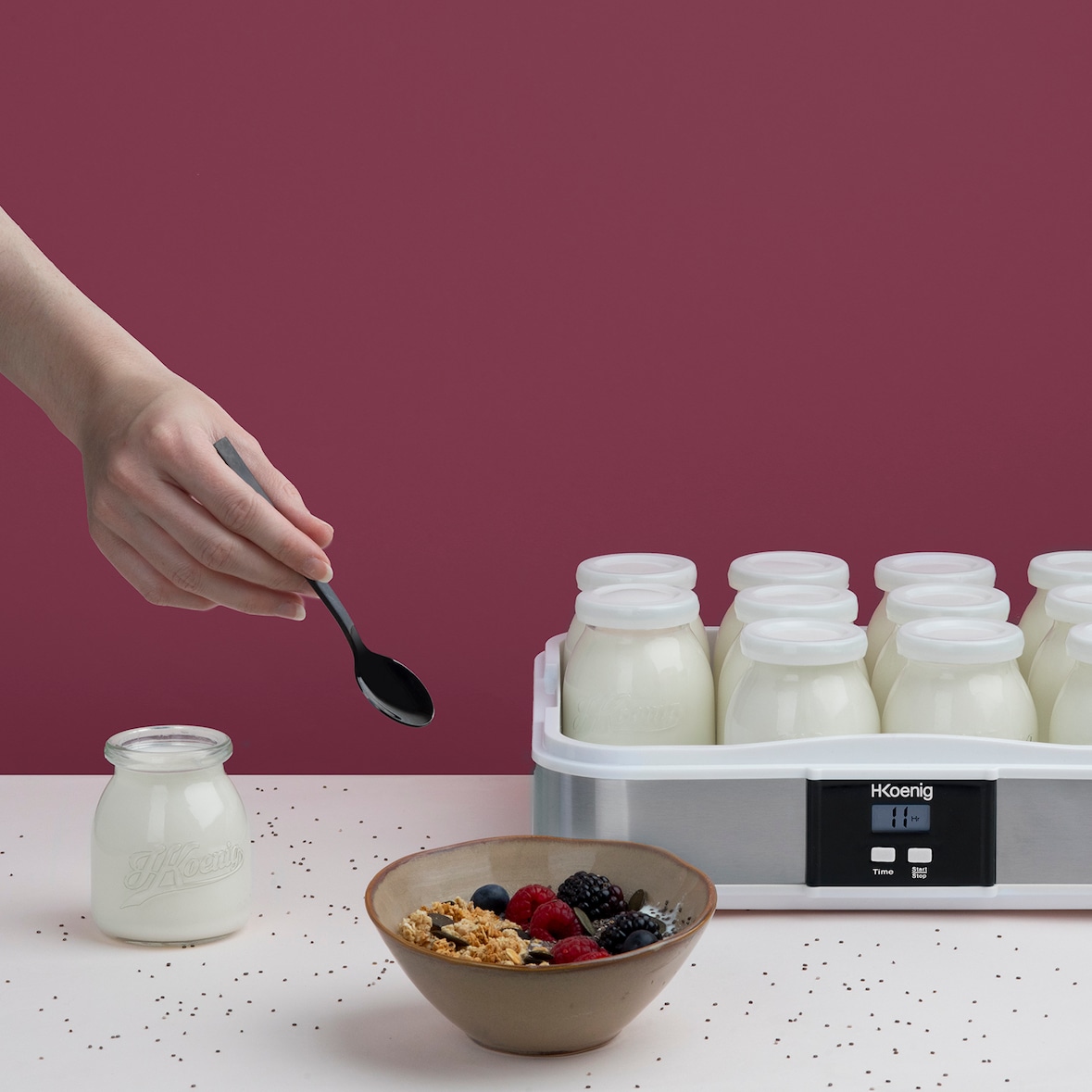 Yaourtière avec 12 pots de 200 ml, 21 W