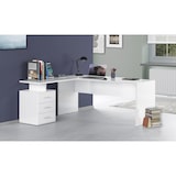 thumbnail of Web Furniture NEW SELINA Scrivania ad Angolo Melaminico 3 Cassetti 160x180cm   Bianco Lucido