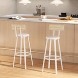 thumbnail of HOMCOM juego de 2 taburetes de bar, respaldo y reposapiés, asiento de 75,5 cm de altura, fácil montaje, estilo industrial, natural y blanco