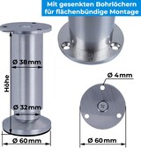 thumbnail of 4er SET Möbelfüße Sofafuß Möbelbeine ALUMINIUM gebürstet Höhe 18 cm 38 mm stabile Ausführung Sofa