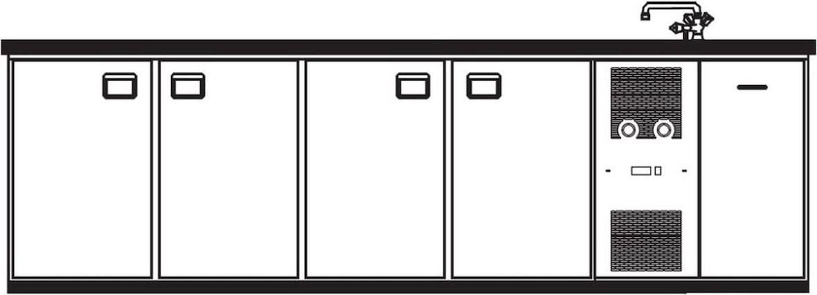 KBS Getränketheke mit 2 Becken rechts 3000x688x920 mm Umluftkühlung 230 Volt