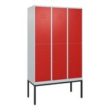 thumbnail of C+P Spind Classic PLUS, Gestell, 6 Abteile, HxBxT 212x120x50cm, Zylinderschloss, Hellgrau/Rot von PROREGAL