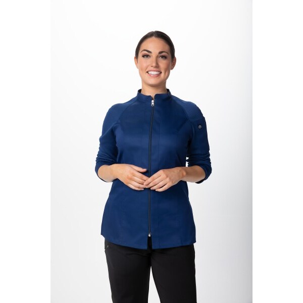 Chef Works® Damenkochjacke NEPAL Flex Serie nachhaltig, Reissverschluss, Cool Vent™, Oceanblue, Größe XS