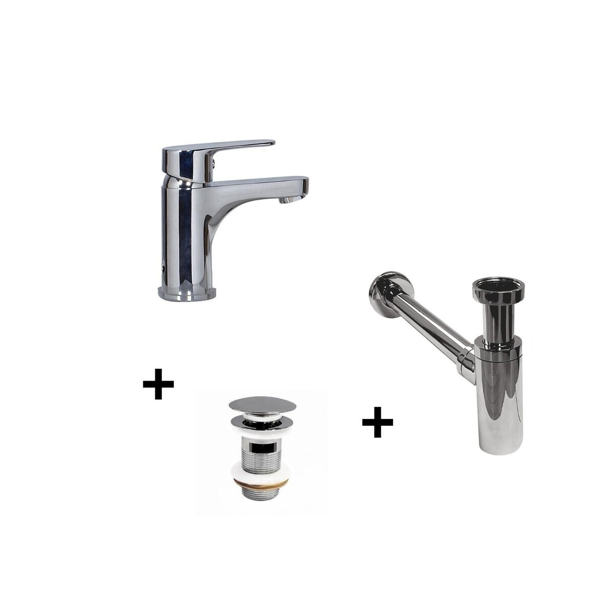 Robinet bec bas TAP + bonde CLINT + siphon SIMON