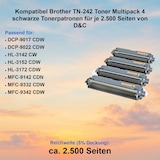 thumbnail of Kompatibel Brother TN-242 Toner Multipack 4 schwarze Tonerpatronen für je 2.500 Seiten von D&C