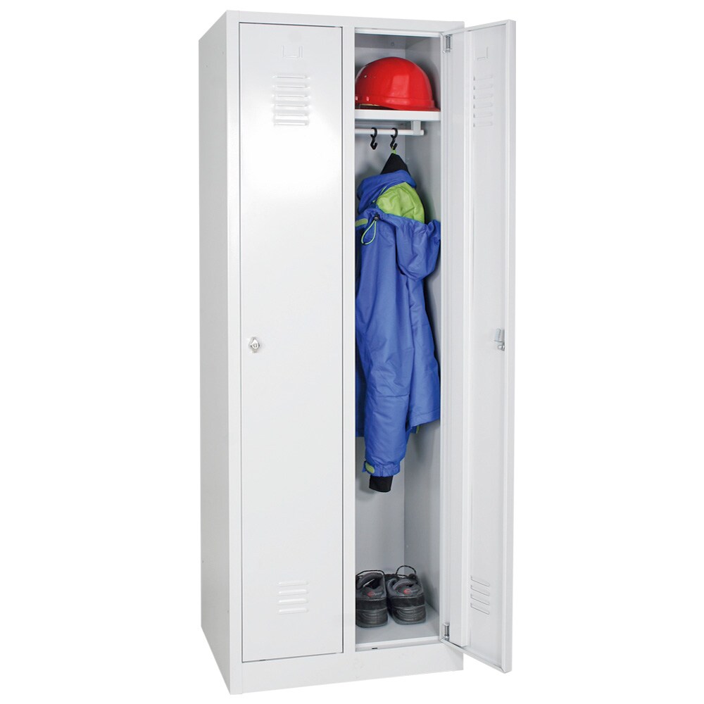 Kleiderspind mit 2 Abteilen Breite 300 mm, BxTxH 600 x 500 x 1800 mm, kunststoffbeschichtet, lichtgrau