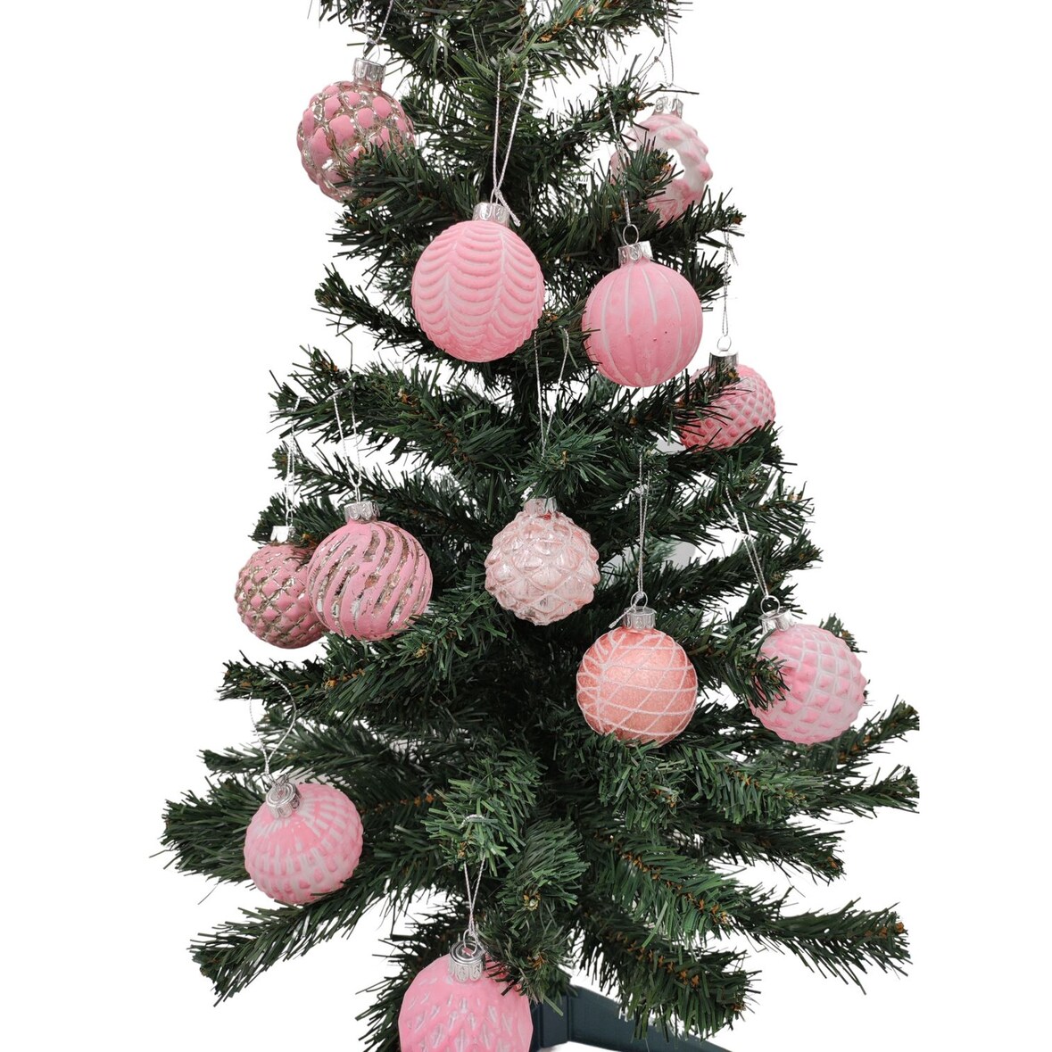 Glas-Weihnachtsbaumkugeln rosa 12er-Set 6cm Christbaumschmuck Weihnachtsdeko