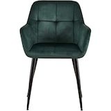 thumbnail of Décoshop26 -Juego de 2 sillas de comedor de diseño retro con costuras cuadradas decorativas y asientos de terciopelo verde 10_0001535