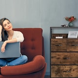 thumbnail of Relaxdays Kommode Industrial, HBT: 96,5 x 60 x 41,5 cm, Stoff, Metall, Holzoptik, 4 Schubladen, Sideboard, braun/schwarz