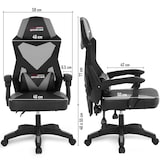 thumbnail of Chaise  Amstrad AMS-309-GREY noir & gris - Coussin lombaire - Tissu en maille respirante