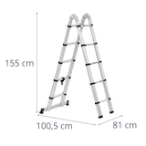 thumbnail of MSW Escada telescópica rebatível - 10 degraus - alumínio - altura: 0,85 - 1,85/3,20 m