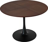 thumbnail of Esstisch rund Braun Eiche 120x120x75  mit Bootskante, Patchwork Tischplatte aus MDF mit Holzoptik, Metallgestell stabil