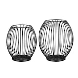 thumbnail of Kerzenhalter Windlicht Korb Optik Metall Draht Tischdeko oval schwarz 2er Set