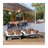 thumbnail of Clatronic KG 3571 Doppelter Elektrogrill, kippbarer Deckel, Antihaft-Keramik-Grillplatte, regelbarer Thermostat 2000W Silber