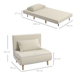 thumbnail of Schlafsofa Klappsofa Cremeweiß 78x80x94 cm 2in1 mit 6fach verstellbarer Rückenlehne Liegefunktion Zusatzbeinen Kissen