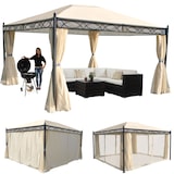 thumbnail of Pergola Cadiz, tuinpaviljoen, stevig 7cm frame met zijwand + muggengaas ~ crème 4x3m