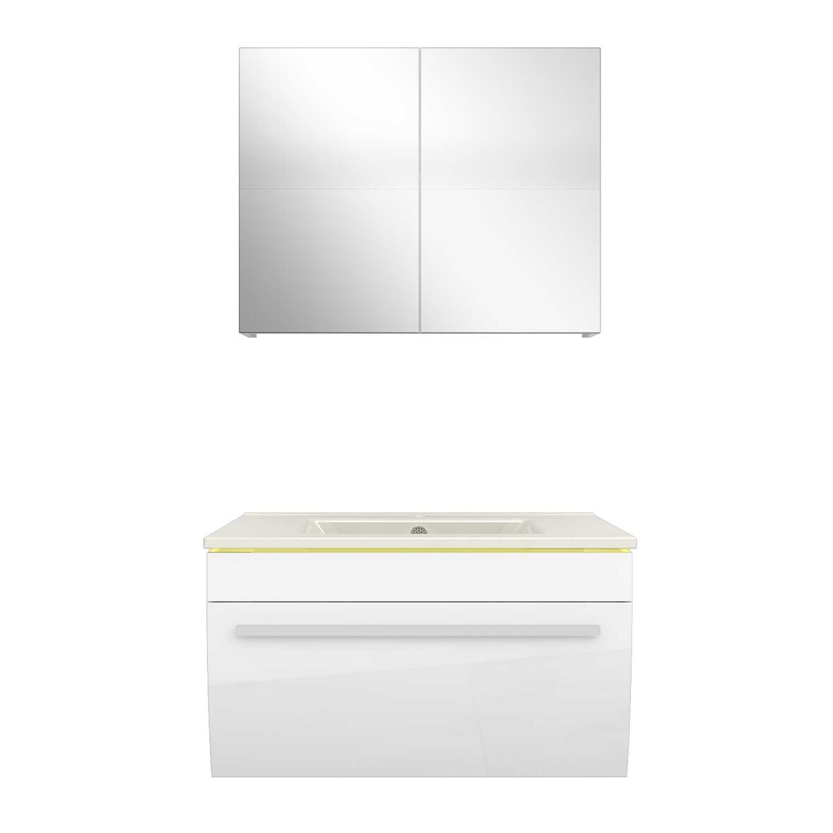 Badmöbel Set Gently 3 V1 Weiß MDF Waschtisch 70cm mit 1x 5W LED / Energiebox
