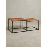 thumbnail of Wohnzimmertisch 2er Set Akazie Massivholz / Metall Beistelltisch Eckig, Design Couchtisch mit Metallbeine Sofatisch, Tischset 2-teilig