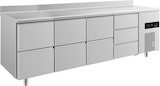 thumbnail of Gastro Kühltisch je 2 Schubladen links&mittig 3 Schubladen rechts Aufkantung, Umluftkühlung 2330x700x850mm -2/+8°C 632l