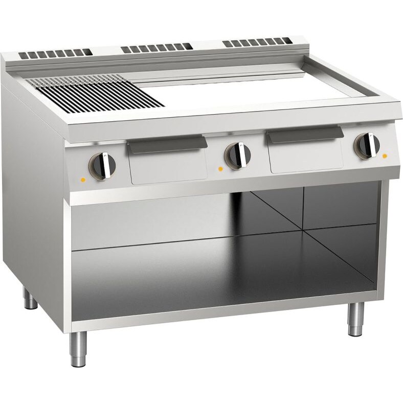 KBS Elektrogrillplatte 1/3 Gerillt Verchromt 16,2Kw 3 Heizzonen Offener Unterbau