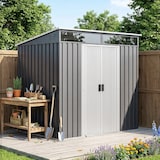 thumbnail of Outsunny caseta de jardín 2 m² 195x122x181,5 cm cobertizo exterior metálico con puerta corredera 2 ventanas y anti-UV para almacenar herramientas