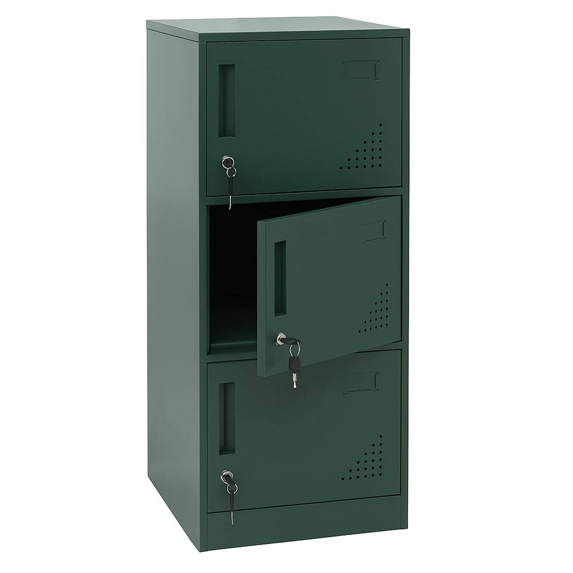 Spind HWC-P63, Schließfach Wertfachschrank Schließfachschrank 3 Türen, 90x38x45cm Stahl ~ grün