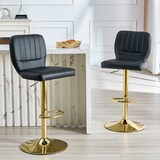 thumbnail of Barhocker Kunstleder Schwarz-Gold, höhenverstellbar 52x45x93-114 cm