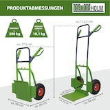 thumbnail of Sackkarre Stahl 200 kg 113 cm Höhe große klappbare Ladefläche 30x30 cm pannensichere PU-Räder