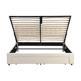 thumbnail of Merax Hydraulisches Polsterbett 180x200 Stauraumbett Doppelbett aus Samt mit Höhenverstellbares Kopfteil & 2 Schubladen & Lattenrost Beige