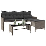 thumbnail of vidaXL Gartensofa in L-Form mit Tisch und Kissen Grau Poly Rattan