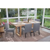 thumbnail of Set van 6 eetkamerstoelen HWC-F61, lounge stoel, stof/textiel ~ donkergrijs