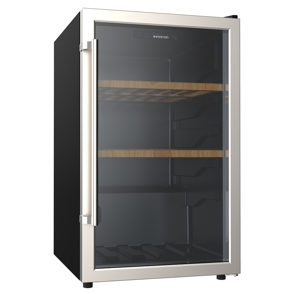INFINITON Vinoteca Industrial WFL-130, 63 Botellas, 85 cm,G, Estantes con borde de madera de Haya