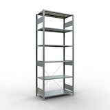 thumbnail of Grundregal, Fachbodenregal Stecksystem MULTIplus150, 2500 x 1000 x 500 mm (HxBxT), 6 Fachböden, Kreuzstrebe, verzinkt