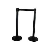 thumbnail of 2x Absperrpfosten Absperrständer 3 Meter Gurtband schwarz Personenleitsystem Tensatoren Abgrenzungsständer schwere Ausführung