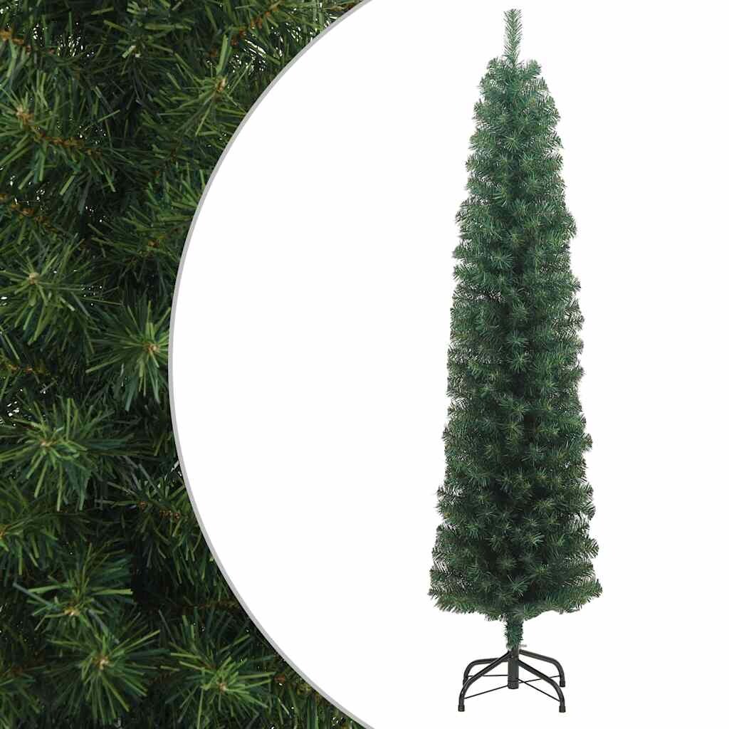 Schlanker Künstlicher Weihnachtsbaum mit Ständer Grün 240cm PVC