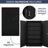 thumbnail of Aktenschrank abschließbar KADO - 5 Ebenen, Flügeltüren | Metallschrank Werkstatt Büroschrank aus Stahl Werkzeugschrank, 185x115x40cm Schwarz