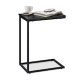 thumbnail of Relaxdays Beistelltisch schwarz, Metallgestell, robust, Melaminplatte, Dekotisch, u-förmiger Couchtisch 60cm hoch, black