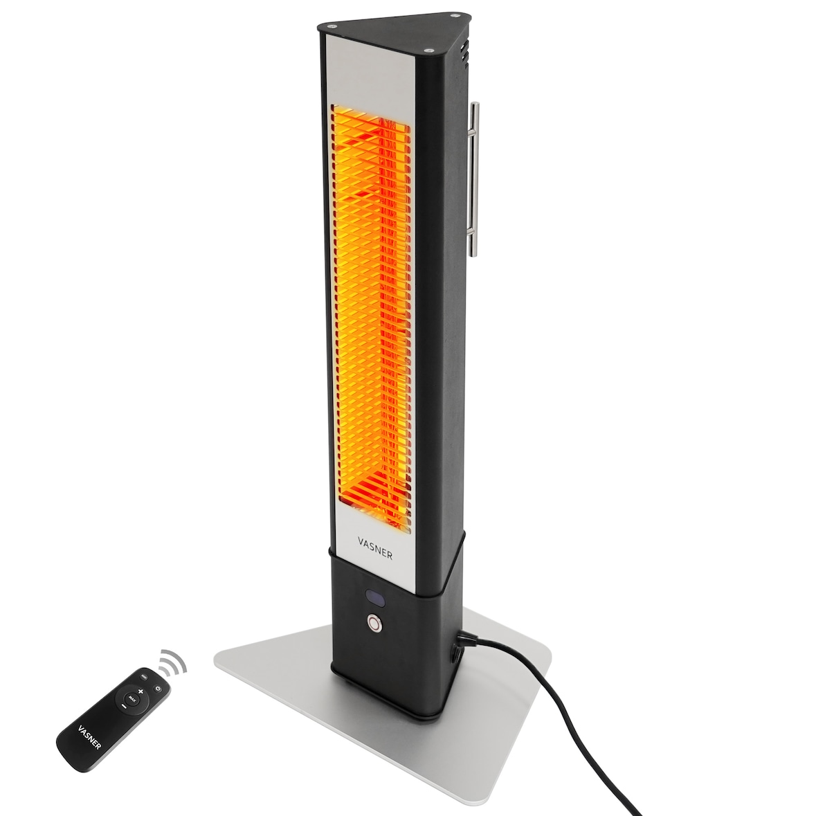 VASNER HeatTower Mini Mobiler Heizstrahler 1500 Watt Schwarz mit Fernbedienung, IP65 Nässeschutz