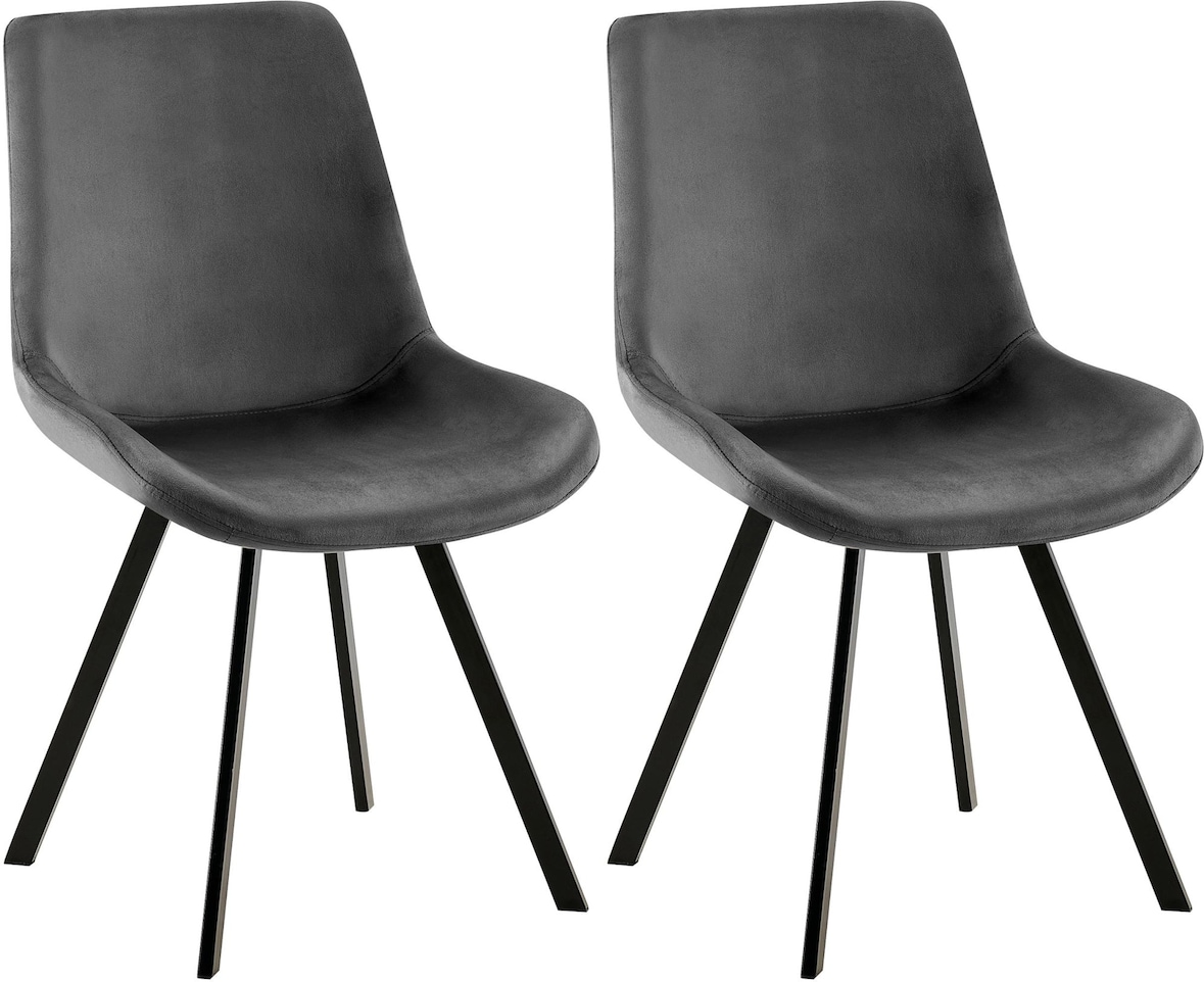 Décoshop26 - Set aus 2 drehbaren Esszimmerstühlen (360°) in dunkelgrauem Samt mit schwarzem Metallgestell 10_0007735