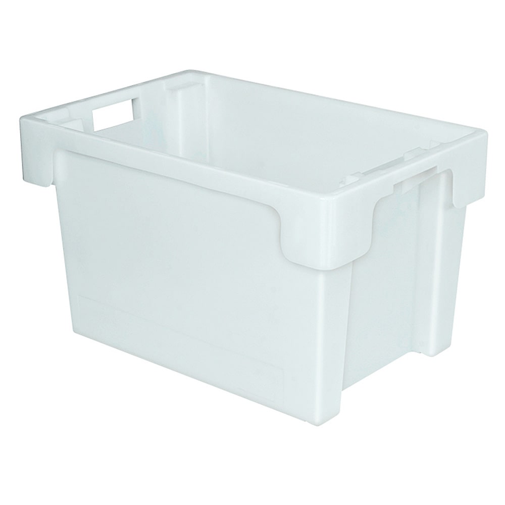 Drehstapelbehälter, PE-HD, weiß, lebensmittelecht, LxBxH 600 x 400 x 350 mm, 60 Liter