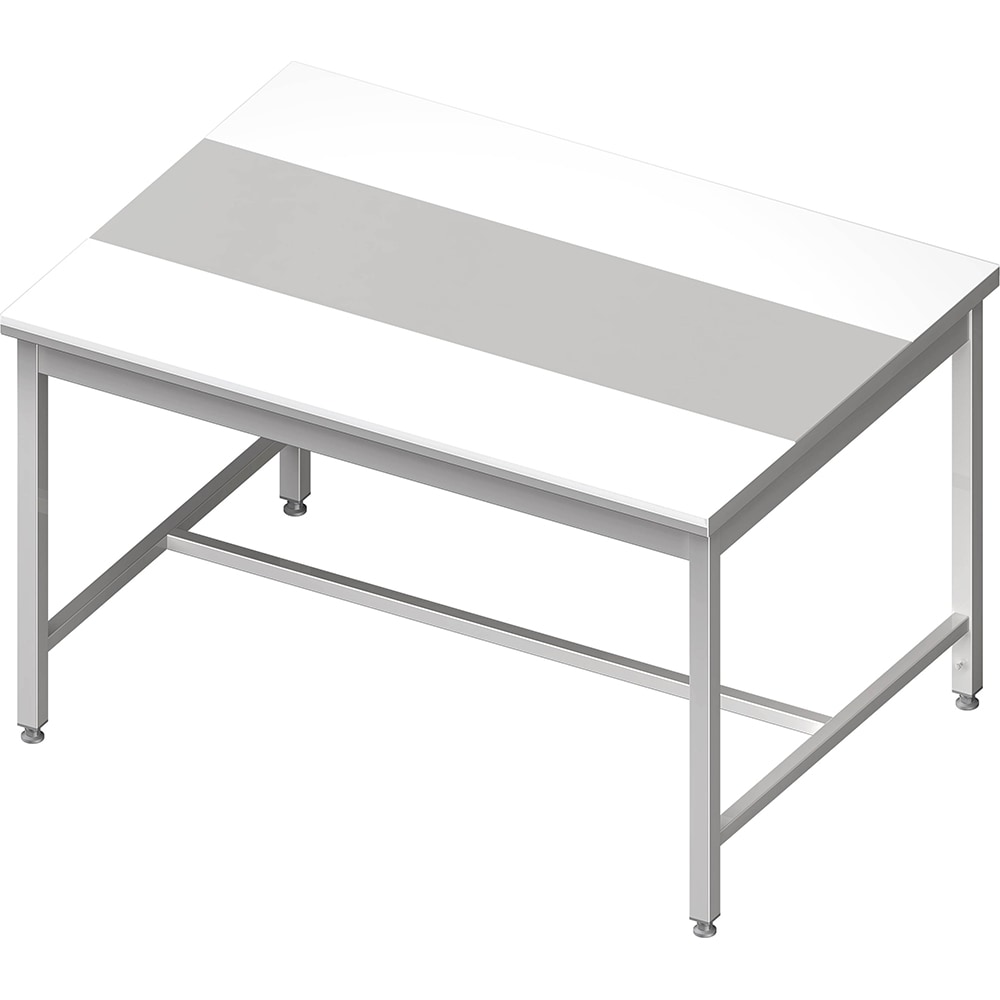 Stalgast Edelstahl Zentralarbeitstisch mit mittiger Strebe, 1000x1200x850 mm, mit zweiseitiger PE-Schneideplatte, ohne Aufkantung, verschweißt