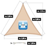 thumbnail of Toldo UV HDPE 2x2x2 Vela de Protección Solar Triangular Techo Jardín Beige