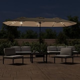 thumbnail of vidaXL Parasol dubbel dak met LED 449x245 cm taupe